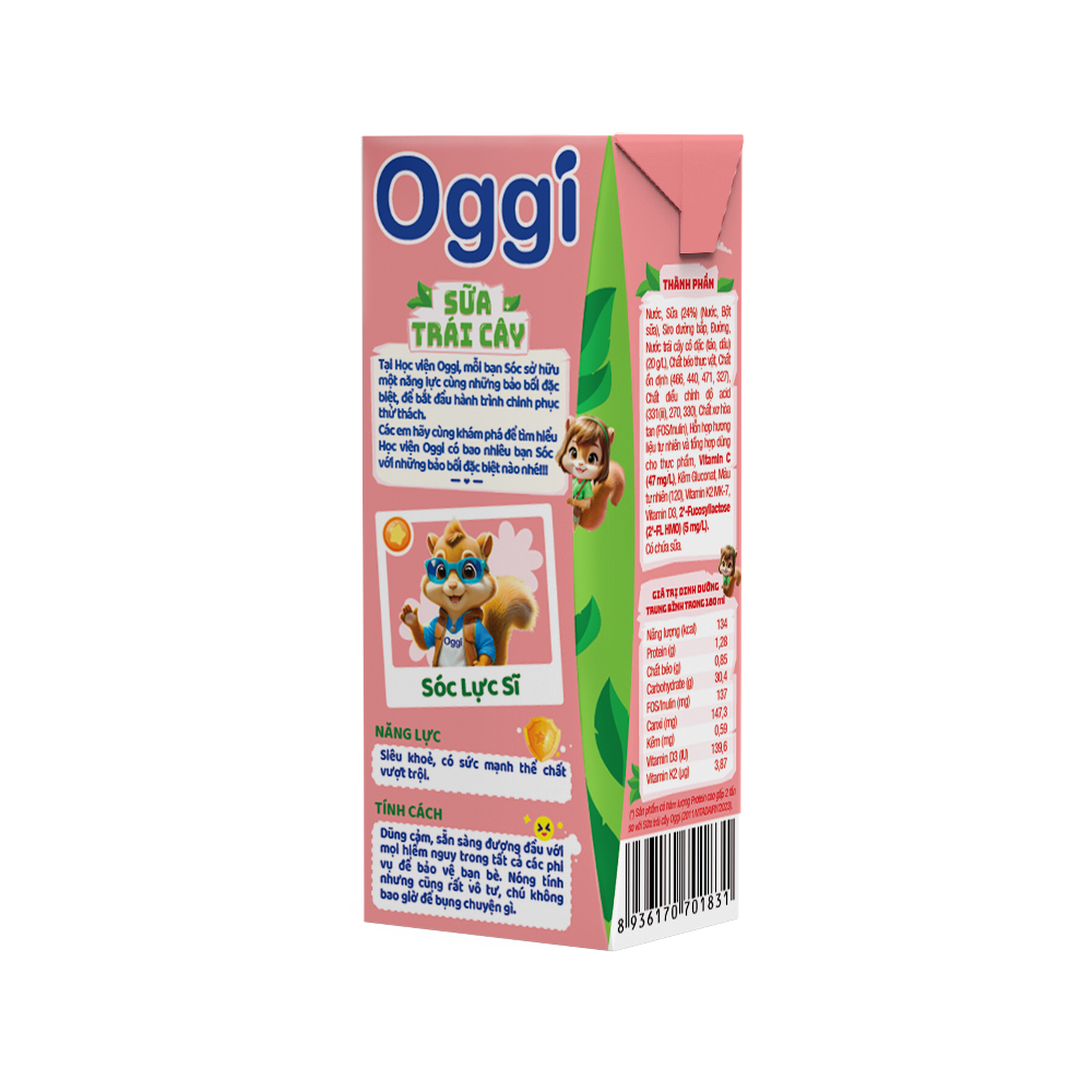 Thức uống dinh dưỡng Sữa trái cây Oggi vị dâu tươi 180ml - Thùng 48 hộp