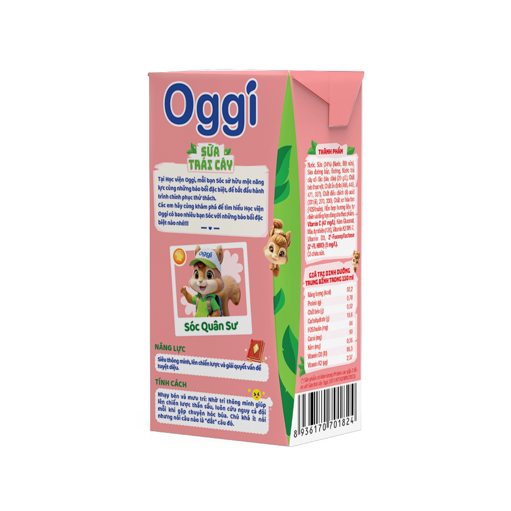 Thức uống dinh dưỡng Sữa trái cây Oggi vị dâu tươi 110ml - Thùng 48 hộp
